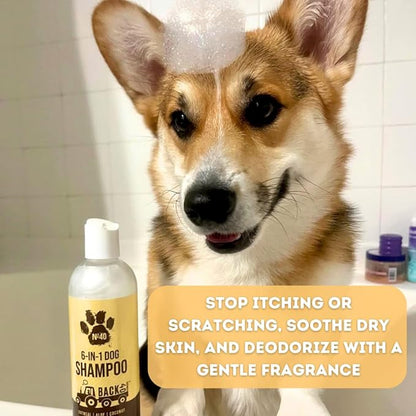 Back 40 Dogs Natural Pet Shampoo - No. 40 Premium 6 in 1 Oatmeal Shampoo for Dogs - Moisturize, Deodorize & Soothe Sensitive Skin - Coconut, Aloe & Almond Oil Dog Wash & Pet Care