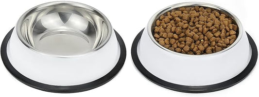 Stainless Steel Dog Bowls, Food and Water Non Slip Anti Skid Stackable Pet Puppy Dishes for Small, Medium and Large Dogs (2 Pack)