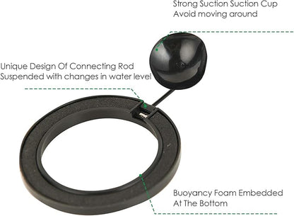 ZRDR Fish Feeding Ring, 2 Pack Black Aquarium Floating Food Feeder Circle Small Round and Square with Flexible Lever Suitable and Suction Cup, Reduces Fish Feeder Waste and Maintains Water Quality