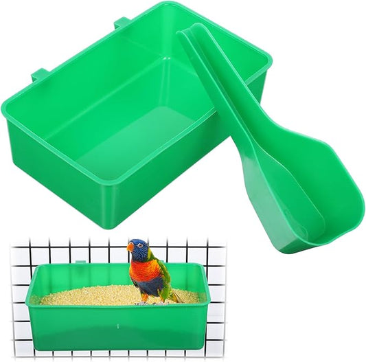 2 Pcs Hanging Plastic Food Water Bowls, Bird Feeders for Cage, Small Animal Feeder Bowl, Cage Accessories, Replacement Feeder Bowls for Coop, Parrot, Small Animals (Green)