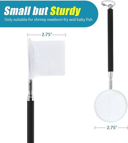 AQUANEAT Small Fish Tank Shrimp Net, Aquarium Debris Cleaning Tools, with Extendable Handle