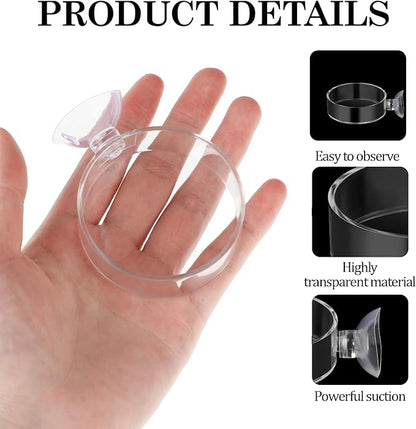 2Pcs Aquarium Shrimp Feeder Dish with Suction 75mm Round Clear Fish Tank Food Tray Container Glass Fish Tank Feeding Bowls for Aquarium Tanks Feeding Tray