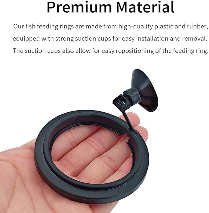 2Pcs Fish Feeding Rings Black Round Floating Food Feeder Circle with Suction Cup for Fishes Tank Aquarium Turtle Betta Goldfish Small Fish Feeding Accessories Floating Plant Duckweed Ring