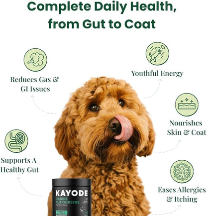 Canine NutriGreens - Natural Dog Vitamins & Probiotics for Dogs. No Messy Powder. Includes Spirulina, Kelp & Antioxidant Berry Mix. 6-in-1 Dog Supplements & Vitamins Chews. Super Greens for Dogs.
