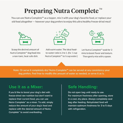 ULTIMATE PET NUTRITION Nutra Complete Freeze Dried Raw Dog Food, Veterinarian Formulated with Antioxidants, Prebiotics & Amino Acids (5 Ounce, Pork)