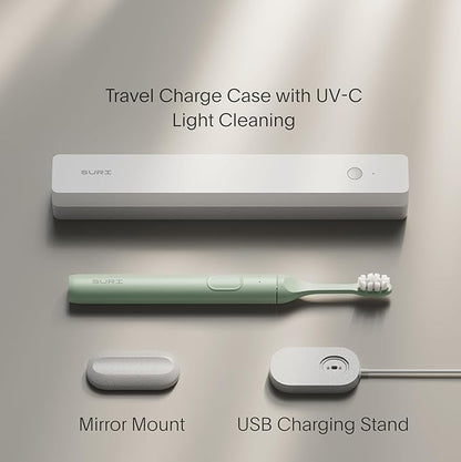 SURI 1.0 Sonic Electric Toothbrush with UV Cleaning Travel Case | 40+Day Battery | Designed in California | Electric Toothbrush for Adults | Travel Toothbrushes | Tooth Brush | Green