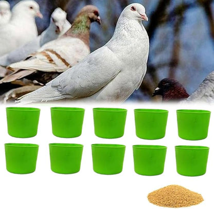 10Pcs Chicken Water Cups Cage Cup Bird Cage Feeder 8 oz Chicken Feeders Water Bowl Hanging for Cage Plastic Birds Feeders Hanging Food and Water Coop Cups for Treats Grit(Green)