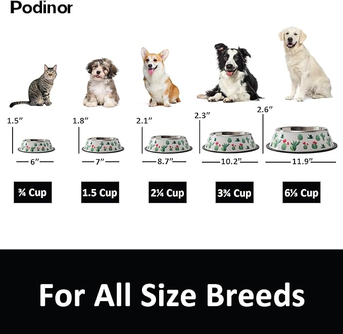 Stainless Steel Dog Bowls, Food and Water Non Slip Anti Skid Stackable Pet Puppy Dishes for Small, Medium and Large Dogs (2 Pack)