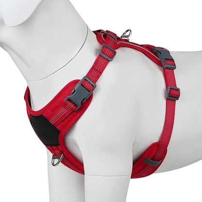 Plutus Pet No Pull Dog Harness, Release at Neck, Soft Padded, Reflective Adjustable Dog Vest Harness for Small, Medium, Large Dogs(Red, S)