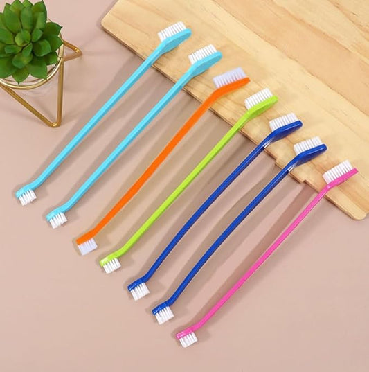 200PCS Pet Toothbrush Set, 5 Colors Dual-Ended Dog Cat Tooth Brushes Bulk for Small Medium Large Dogs Cats, Soft Bristles Teeth Cleaning Kit for Cat Dog Puppy Kitten Dental Care Fresh Breath