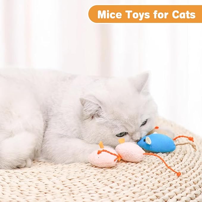 12PCS Cat Mouse Toys with Catnip, 2.36” Mouse Toys for Cats, Faux Fur Cat Mice Toys with Plastic Body, Interactive Catnip Toys for Indoor Cats Play Fetch