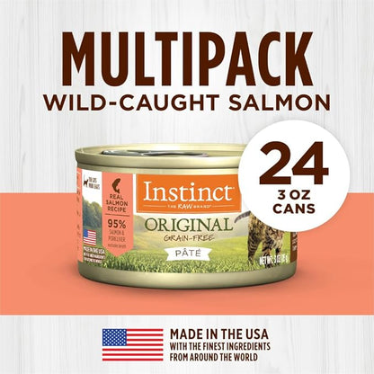 Instinct Original Pate Wet Cat Food, Grain Free Recipe - Real Salmon, 3 oz. Cans (Pack of 24)