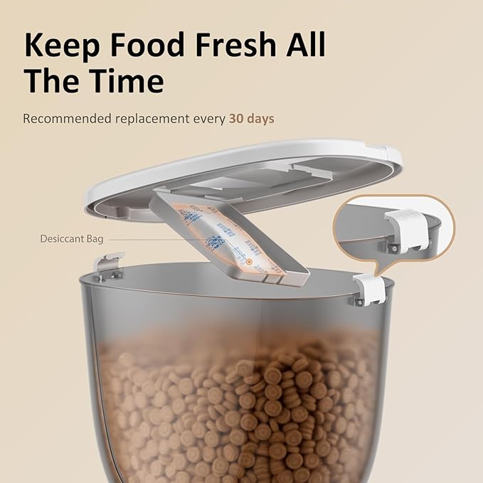 5L/21 Cup Automatic Cat Feeder, Timed Cat Dry Food Dispenser, Automatic Pet Feeders Dual Power Supply, 6 Meal Programmable 1-20 Portion Cats Feeder, Auto Dog Feeders,Pet Food Dispenser for Cats, Puppy