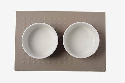 Waggo Dipper Ceramic Dog Bowl for Small and Large Breeds - Heavyweight and Durable Pet Food and Water Dish Crock, Dishwasher Safe, Modern (Medium, Dolphin)