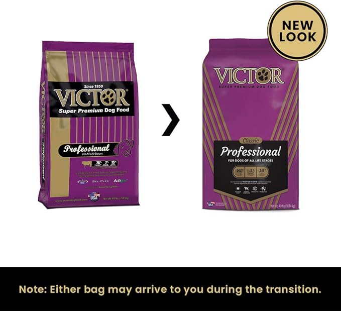 VICTOR Super Premium Dog Food – Professional Dry Dog Food – Super Premium Kibble with 26% Protein – Gluten-Free with Beef, Chicken & Pork Meals – for High Energy and Active Dogs & Puppies, 50lbs