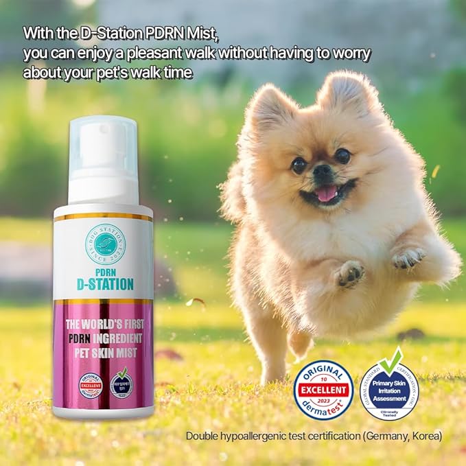 D-STATION PDRN Pet Skin Care Mist Spray – Anti-Static, Deodorizing, Moisturizing, Itch Relief & Nourishes Skin & Coat for Dogs & Cats (5.07 oz)