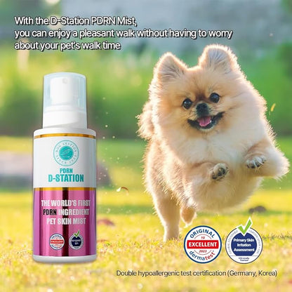 D-STATION PDRN Pet Skin Care Mist Spray – Anti-Static, Deodorizing, Moisturizing, Itch Relief & Nourishes Skin & Coat for Dogs & Cats (5.07 oz)