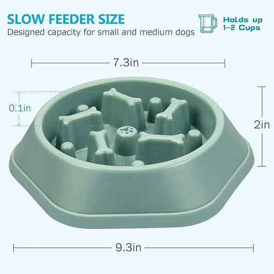 UPSKY Slow Feeder Dog Puzzle Bowl - Anti-Chocking, Interactive, Bloat Stop, Non-Slide, Lick Treat Bowl for Small & Medium Dogs (Green)