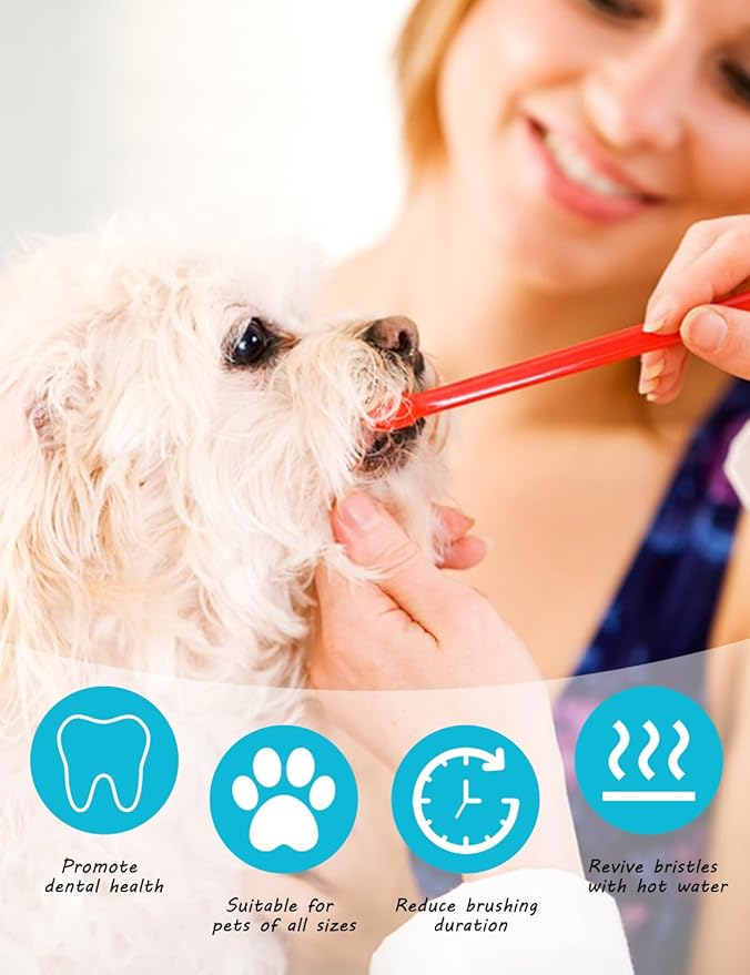 300 Pcs Dog Toothbrush Bulk Dual-Headed Toothbrush for Dogs Teeth Cleaning Dog Tooth Brush for Large Small Dogs Cats Puppy Teeth Cleaning Oral Dental Care Supplies 10 Colors