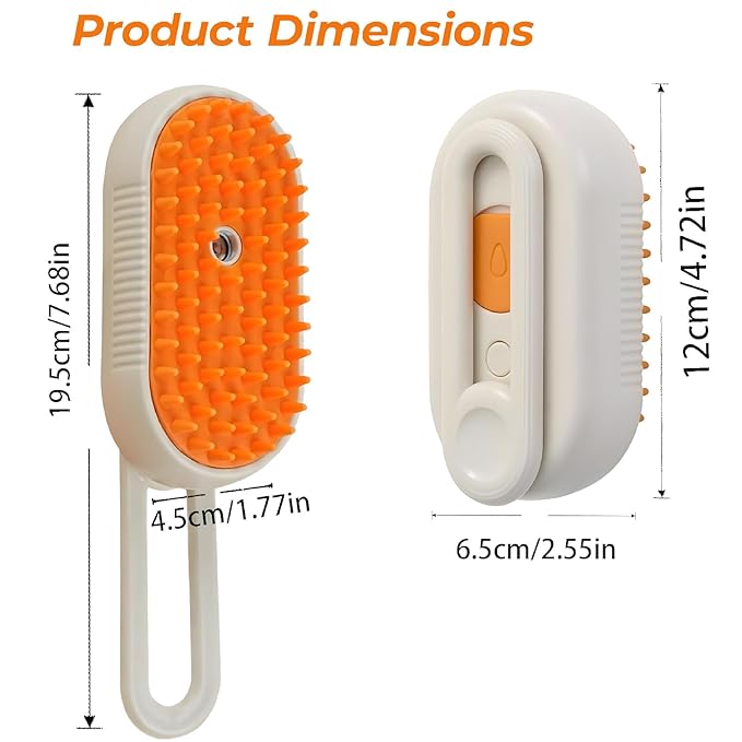 4-in-1 Multi-Functional Pet Hair Removal Tool with Shedding, Cleaning, Massage & Combing Features- Steam Deshedding Brush, Dog Brush for Shedding and Cat Brushes for Indoor Cats -Orange