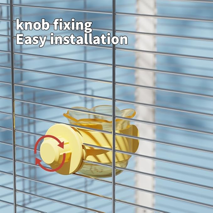 2pcs/4pcs PET Bird Bowls with Clamp, Bird Cage Feeder, Durable Water Bowl, Feeding Cups, Water Feeder for Cockatiel, Parakeet, Macaw, Finches, Lovebirds, Small Animals Gray (Yellow, 2pcs)