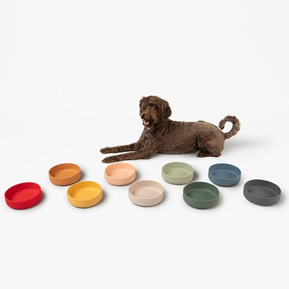 The Perfect Dish No-Spill Dog Water Bowl, Less Mess Non-Tippable Water & Food Bowl, Pure Silicone with Suction Cup, Fits 5 Cups 7.5" Across x 2.25" Tall Ideal for All Pets, Medium-Cherry