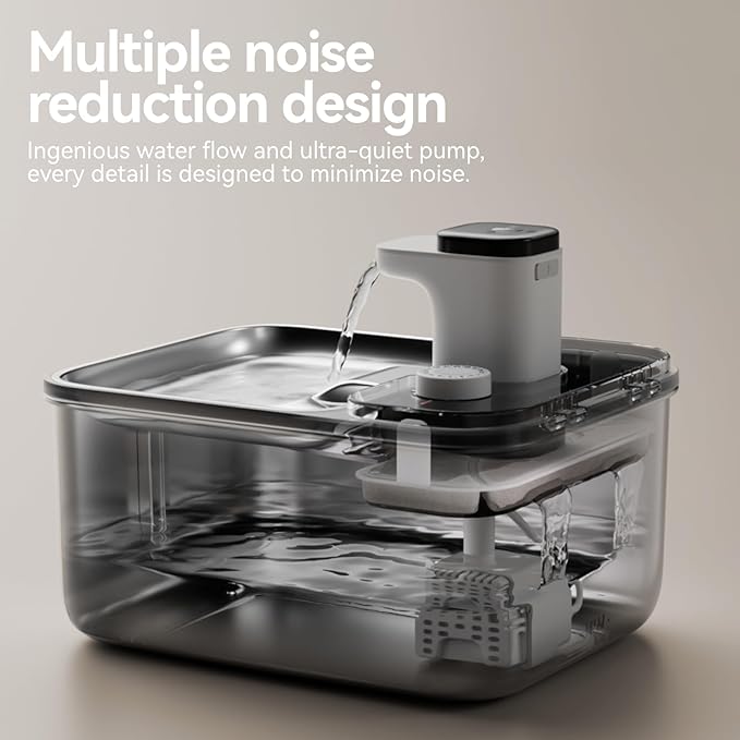 Automatic Stainless Steel cat Water Fountain for Pets Indoor, Wireless Metal Dispenser, Cordless Battery Operated Dog Drinking Fountains, Rechargeable Waterer with Motion Sensor, Black,3.5L 6 Filters