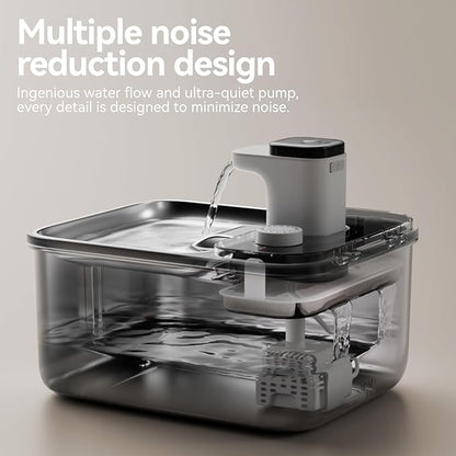 Automatic Stainless Steel cat Water Fountain for Pets Indoor, Wireless Metal Dispenser, Cordless Battery Operated Dog Drinking Fountains, Rechargeable Waterer with Motion Sensor, Black,3.5L 6 Filters