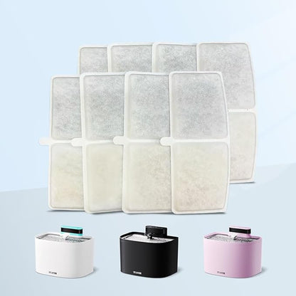 PET LAYSON Pumpless Cat Water Fountain Filter,Smart Cordless Pet Fountains Battery Operated 3.6L/122oz with Maglev Valve Technology Wireless Rechargeable Water Dispenser Filters (White, M1-8 Filter)