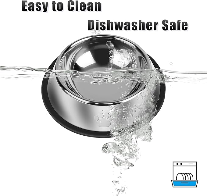 3Pcs Stainless Steel Dog Bowls Set with Dog Paw Pattern- Non-Slip Food and Water Bowl 54 Oz - Dishwasher-Safe, Rust Resistant Metal Pet Bowls for Small/Medium/Large Sized Pets