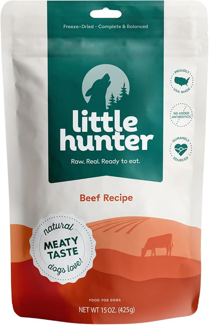 Little Hunter- Freeze Dried Dog Food Raw USDA Beef | for Small & Large Breeds | High Protein + Organic Fruits & Veggies Veterinarian Made Small Batch