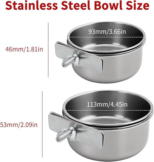 TBWHL Parrot Feeding Cups Hanging Pet Animal Stainless Steel Birdcage Bowls Bird Bowls for Cage Parakeet Birds Cage Accessories Suitable Small and Medium Bird S