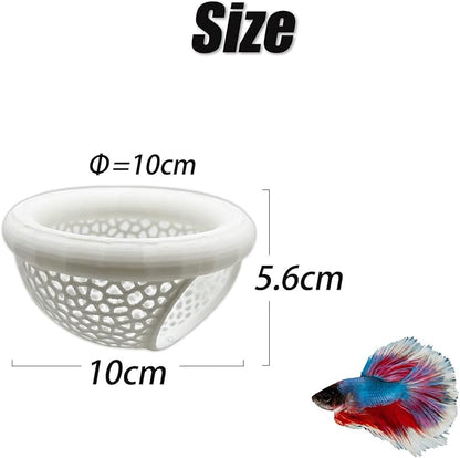 Aquarium Floating Betta Fish Skins, Betta or Shrimp Feeder, Cave and Hammock, Small Fish Feeding Rings, Aquarium Hiding Feeding Decorative Accessories (White)