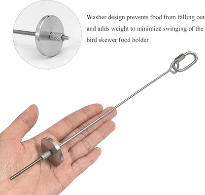 1pcs Hanging Bird Treat Skewer Parrot Fruit Feeder, 13 Inch Stainless Steel Bird Food Holder Parrot Fruit Food Skewer with Washer Nut Parakeet Treat Holder Feeder for Parrot Budgie Conure, LXLVOUEG