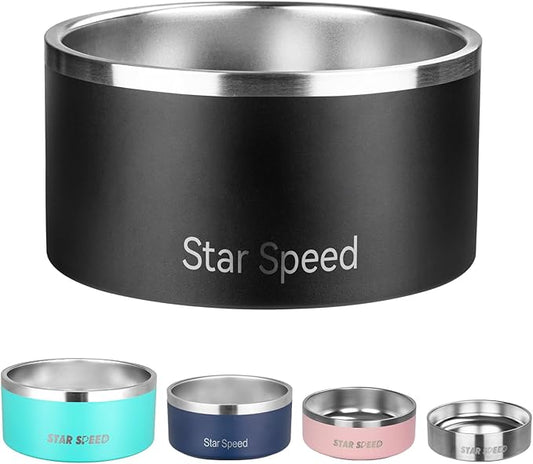 200oz Large Stainless Steel Dog Bowl. Extra Large Dog Water Bowls for Large Dogs with Rubber Bottom, Drop Resistant and Durable, Keeps Cold, Fits Different Size Big Dog Food Bowls. (200 OZ, Black)