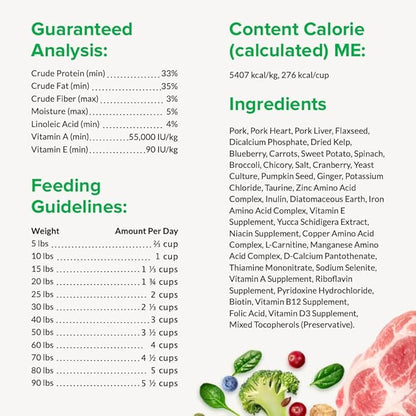 ULTIMATE PET NUTRITION Nutra Complete Freeze Dried Raw Dog Food, Veterinarian Formulated with Antioxidants, Prebiotics & Amino Acids (5 Ounce, Pork)