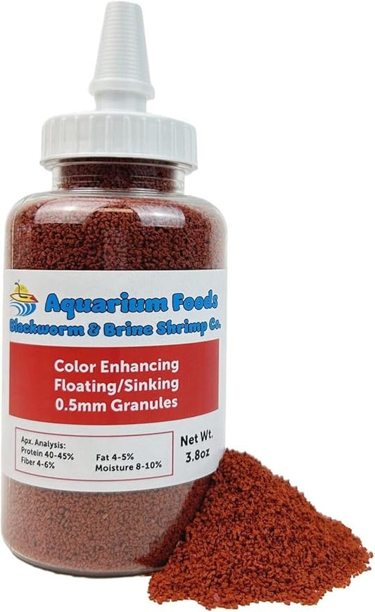 Aquatic Foods Inc. Community Fish Granules 0.5mm High Protein Floating/Sinking Color Enhancing Granules for Freshwater Fish, Marines, Baby Pond Fry…3.8oz Squeeze Bottle