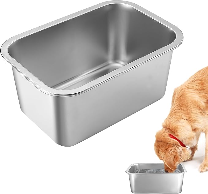 2 Gallons Large Dog Bowls - Durable Food Grade Stainless Steel Dog Water and Food Bowl No Spilling, High Capacity for Medium Large Breed Dogs Indoor Outdoor