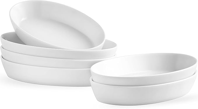 UIBFCWN Au Gratin Baking Dishes, 7.5''x4.5'' Ceramic Oval Baking Dish for Single Serving, Individual Casserole Dishes Oven Safe, Au Gratin Pans for Lasagna & Cobblers, 11.5oz, Set of 6