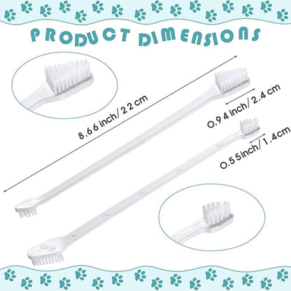 Gerrii 200 Count Dog Toothbrush Double Headed Pet Toothbrush Long Handle Dog Tooth Brushing Kit Soft Bristles Pet Tooth Brush for Doggy Cat and Most Pets Teeth Cleaning Dental Oral(White)