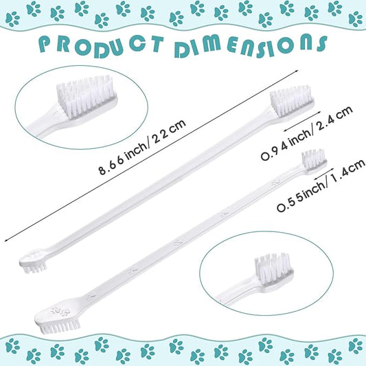 Gerrii 200 Count Dog Toothbrush Double Headed Pet Toothbrush Long Handle Dog Tooth Brushing Kit Soft Bristles Pet Tooth Brush for Doggy Cat and Most Pets Teeth Cleaning Dental Oral(White)