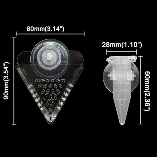 Aquarium Cone Red Worm Feeder Acrylic V-Shape Automatic Fish Feeder Brine Shrimp Food Feeding Cup with Suction Cup