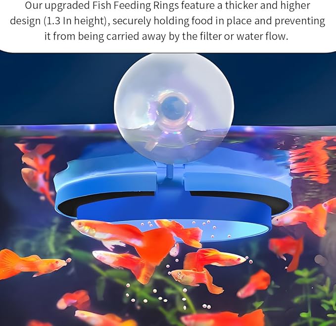 2Pcs Thicken Fish Feeding Rings Blue Mixed Shape Floating Food Feeder Circle with Suction Cup for Fishes Tank Aquarium Turtle Betta Goldfish Small Fish Feeding Accessories Duckweed Ring