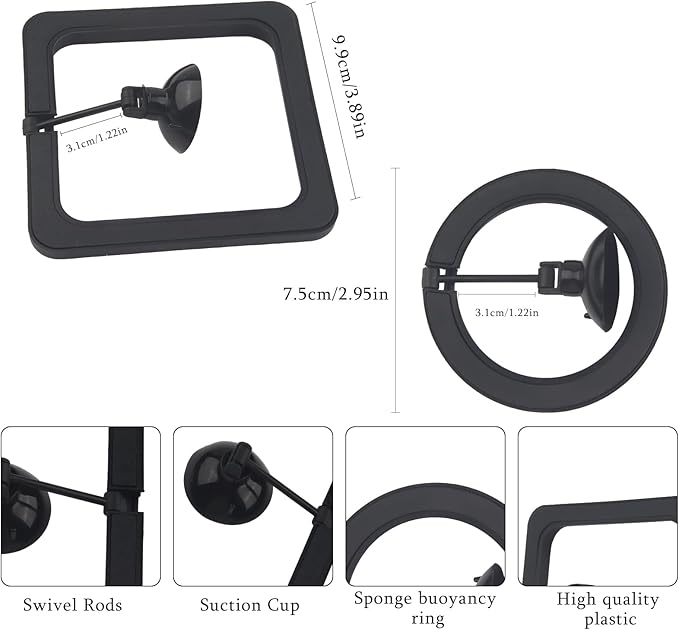 2 Pcs Small Fish Feeding Ring, Floating Food Feeder with Strong Suction Cup Aquarium Feeding Ring for Floating Aquariums and Fish Tanks