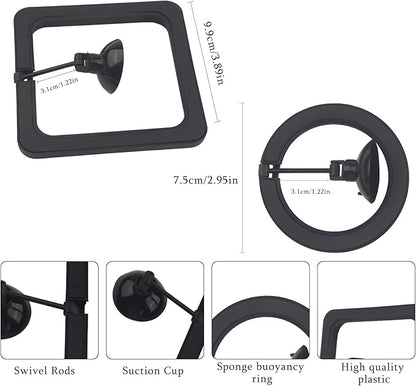 2 Pcs Small Fish Feeding Ring, Floating Food Feeder with Strong Suction Cup Aquarium Feeding Ring for Floating Aquariums and Fish Tanks
