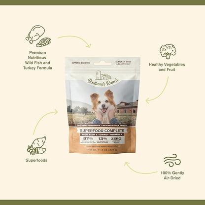 Superfood Complete, Air-Dried Adult Dog Food - High Protein, Zero Fillers, Superfood Nutrition by Katherine Heigl (11.5 oz. Wild Fish and Turkey Formula)