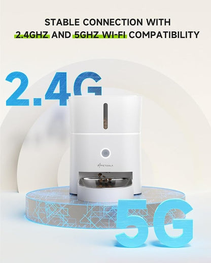 Cordless Cat Water Fountain Stainless Steel 4.5L +3L Automatic Cat Feeder, 5G & 2.4G Wi-Fi Cat Food Dispenser Pet Feeder Set, Pet Dry Food, 1-10 Meals Per Day