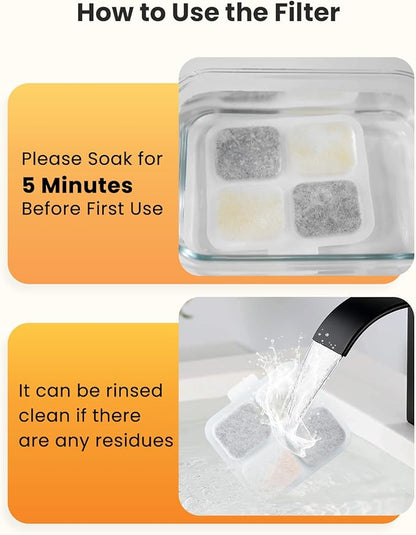 oneisall 4Set Filters for for 10L/338oz/2.64Gal Stainless Steel Dog Water Fountain