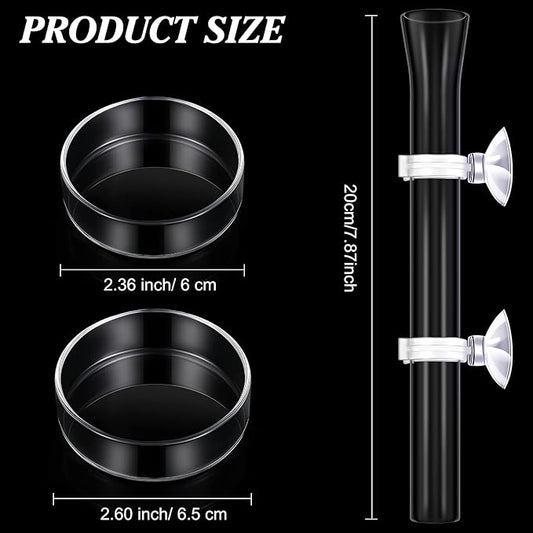 3 Pieces Shrimp Feeding Tube and Dish Set, Include Glass Shrimp Feeder Tube and 2 Aquarium Dish Bowl Fish Tank Feeding Supplies