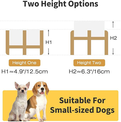 2 Pack Elevated Ceramic Dog Bowls, 6.1 inch Raised Dog Bowl with 2-Height Adjustable Stand for Small Dogs, Reducing Neck Strain (Double Bowls + Double Stands - White, 6 inch)